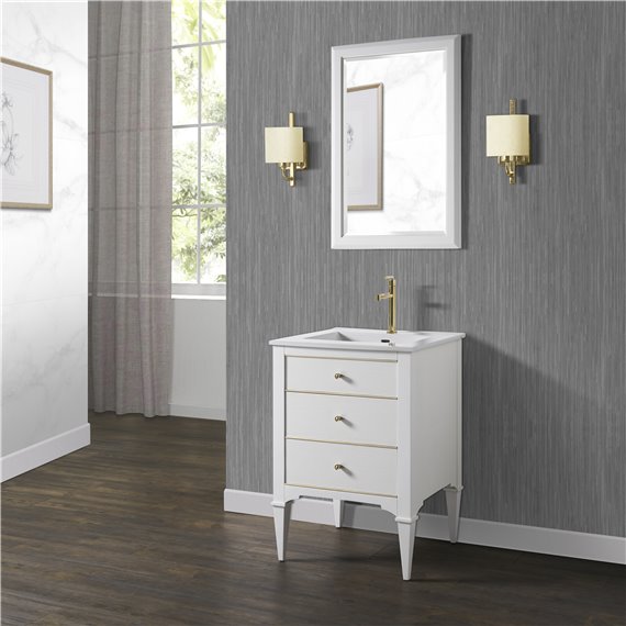 Fairmont Designs Charlottesville w/Brass 24" Vanity - Polar White