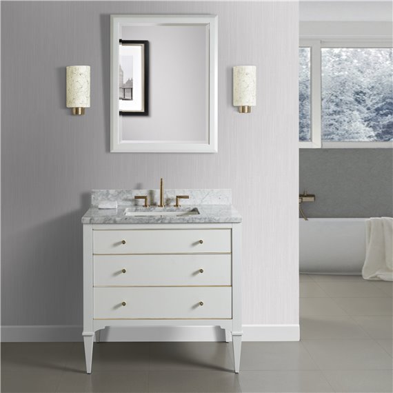 Fairmont Designs Charlottesville w/Brass 36" Vanity - Polar White