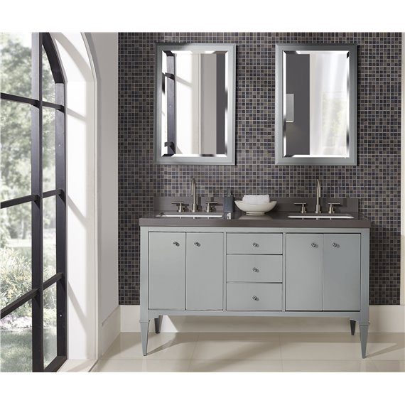 Fairmont Designs Charlottesville w/Nickel 60" Double Bowl Vanity - Door - Light Gray