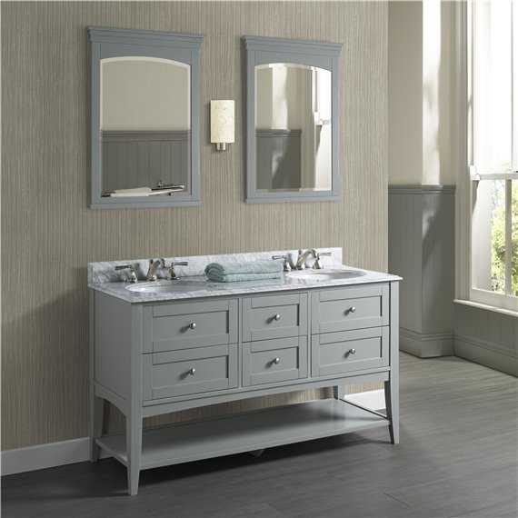 Fairmont Designs Shaker Americana 60" Double Bowl Open Shelf Vanity - Light Gray