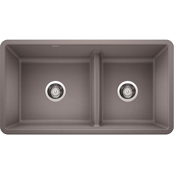 BLANCO PRECIS U 1 3/4 LOW DIVIDE, METALLIC GRAY