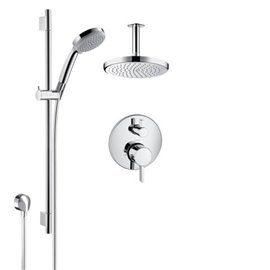 HANSGROHE SHWR KIT THM 2-FCN WALLBAR W/HS & SH CEILING MNT 