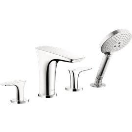 HANSGROHE PURAVIDA 4-HOLE ROMAN TUB SET TRIM WITH 1.8 GPM HANDSHOWER 