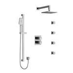 Riobel Reflet KIT446RF Type T/P (thermostatic/pressure balance) double coaxial system with hand shower rail, 4 body jets and sho