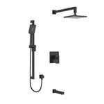 Riobel Kubik KIT1345US Type T/P (thermostatic/pressure balance) ½" coaxial 3-way system with hand shower rail, shower head and s