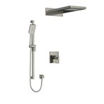 Riobel Kubik KIT2745US Type T/P (thermostatic/pressure balance) ½" coaxial 3-way system with hand shower rail and rain and casca