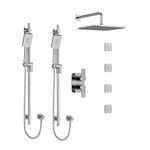 Riobel Fresk KIT783FR Type T/P (thermostatic/pressure balance) ¾" double coaxial system with 2 hand shower rails, 4 body jets an