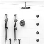 Riobel GS KIT783GS Type T/P (thermostatic/pressure balance) ¾" double coaxial system with 2 hand shower rails, 4 body jets and s