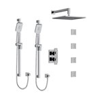 Riobel Kubik KIT783US Type T/P (thermostatic/pressure balance) ¾" double coaxial system with 2 hand shower rails, 4 body jets an