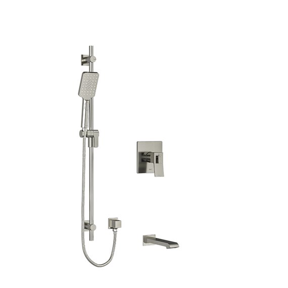 Riobel Zendo TKIT1244ZOTQ ½" 2-way Type T/P (thermostatic/pressure balance) coaxial system with spout and hand shower rail