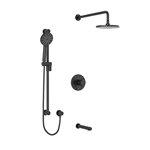 Riobel RIU Knurled KIT1345RUTM+KN Type T/P ½" coaxial 3-way system with hand shower rail, shower head and spout