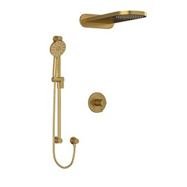 Riobel RIU Knurled KIT2745RUTMKN Type T/P ½" coaxial 3-way system with hand shower rail and rain and cascade shower head