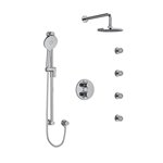 Riobel RIU Knurled KIT446RUTM+KN Type T/P double coaxial system with hand shower rail, 4 body jets and shower head