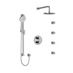 Riobel RIU Knurled KIT446RUTMKN Type T/P double coaxial system with hand shower rail, 4 body jets and shower head