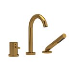 Riobel RIU Knurled RU19KN 2-way 3-piece Type T (thermostatic) coaxial deck-mount tub filler with hand shower