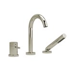 Riobel RIU Knurled RU19KN 2-way 3-piece Type T (thermostatic) coaxial deck-mount tub filler with hand shower