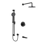 Riobel Ode KIT1345OD Type T/P (thermostatic/pressure balance) ½" coaxial 3-way system with hand shower rail, shower head and spo