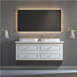 Virta 60 Inch Whitestar Wall Hung Double Vessel Sink Vanity