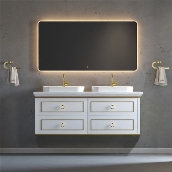 Virta 60 Inch Whitestar Wall Hung Double Sink Vanity