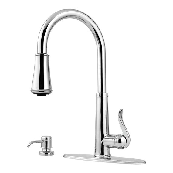 Ashfield 1-Handle Pull-Down Kitchen Faucet with Soap Dispenser 