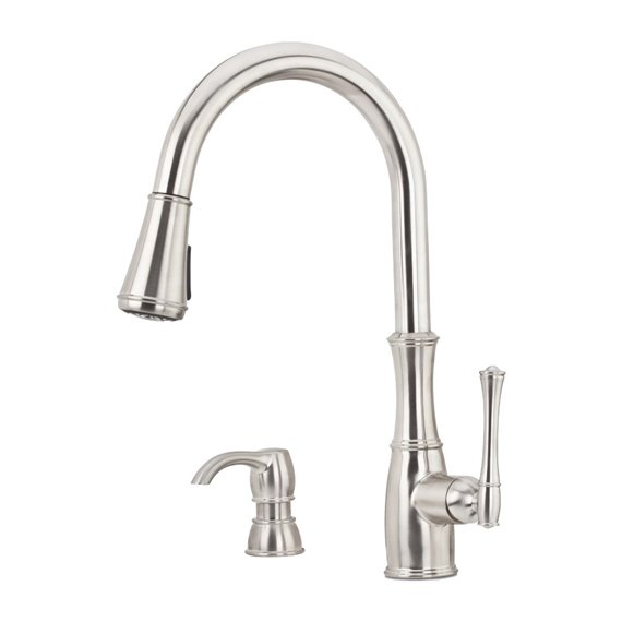 Wheaton 1-Handle Pull-Down Kitchen Faucet with Soap Dispenser 