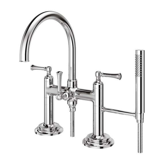 Tisbury Deck Mount 2-Handle Tub Filler with Hand Shower 