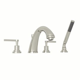 ROHL Lombardia® 4-Hole Deck Mount C-Spout Tub Filler With Handshower