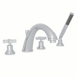 ROHL Lombardia® 4-Hole Deck Mount C-Spout Tub Filler With Handshower