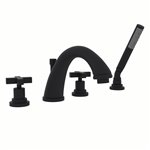 ROHL Lombardia® 4-Hole Deck Mount C-Spout Tub Filler With Handshower