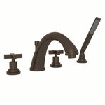 ROHL Lombardia® 4-Hole Deck Mount C-Spout Tub Filler With Handshower