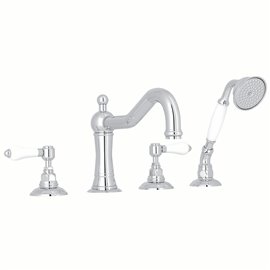 ROHL Acqui® 4-Hole Deck Mount Column Spout Tub Filler With Handshower