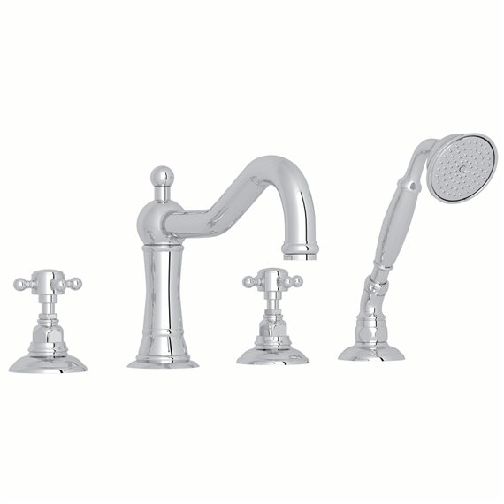 ROHL Acqui® 4-Hole Deck Mount Column Spout Tub Filler With Handshower