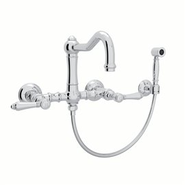 ROHL Acqui® Wall Mount Column Spout Bridge Kitchen Faucet With Sidespray