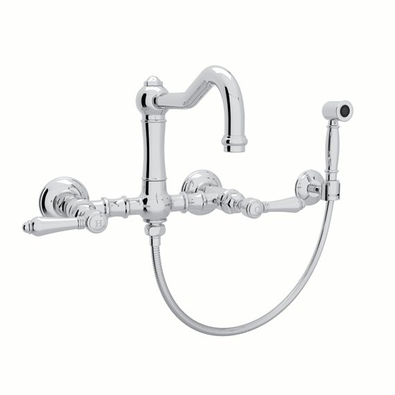 ROHL Acqui® Wall Mount Column Spout Bridge Kitchen Faucet With Sidespray