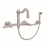 ROHL Acqui® Wall Mount Column Spout Bridge Kitchen Faucet With Sidespray