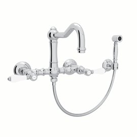 ROHL Acqui® Wall Mount Column Spout Bridge Kitchen Faucet With Sidespray