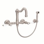 ROHL Acqui® Wall Mount Column Spout Bridge Kitchen Faucet With Sidespray