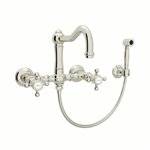 ROHL Acqui® Wall Mount Column Spout Bridge Kitchen Faucet With Sidespray