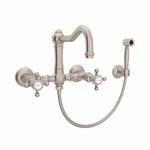 ROHL Acqui® Wall Mount Column Spout Bridge Kitchen Faucet With Sidespray