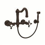 ROHL Acqui® Wall Mount Column Spout Bridge Kitchen Faucet With Sidespray