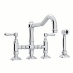 ROHL Acqui® Deck Mount Column Spout Bridge Kitchen Faucet With Sidespray