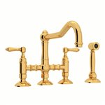 ROHL Acqui® Deck Mount Column Spout Bridge Kitchen Faucet With Sidespray