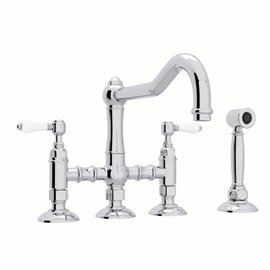 ROHL Acqui® Deck Mount Column Spout Bridge Kitchen Faucet With Sidespray