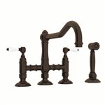 ROHL Acqui® Deck Mount Column Spout Bridge Kitchen Faucet With Sidespray