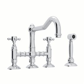 ROHL Acqui® Deck Mount Column Spout Bridge Kitchen Faucet With Sidespray