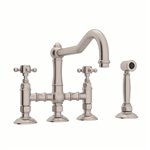 ROHL Acqui® Deck Mount Column Spout Bridge Kitchen Faucet With Sidespray