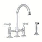 ROHL San Julio® Deck Mount C-Spout Bridge Kitchen Faucet With Sidespray