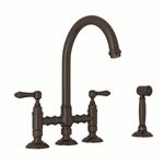 ROHL San Julio® Deck Mount C-Spout Bridge Kitchen Faucet With Sidespray