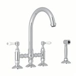 ROHL San Julio® Deck Mount C-Spout Bridge Kitchen Faucet With Sidespray