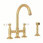 ROHL San Julio® Deck Mount C-Spout Bridge Kitchen Faucet With Sidespray